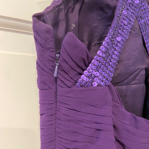 Aidan Mattox Purple Chiffon Sequin Strap Dress | Size 2 - Picture 8 of 12